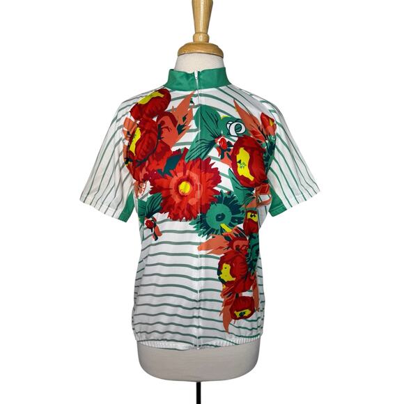 PEARL IZUMI Womens Elite Cycling Jersey in Coral Peony Green Stripe Sz XXL #0877 - Picture 1 of 11